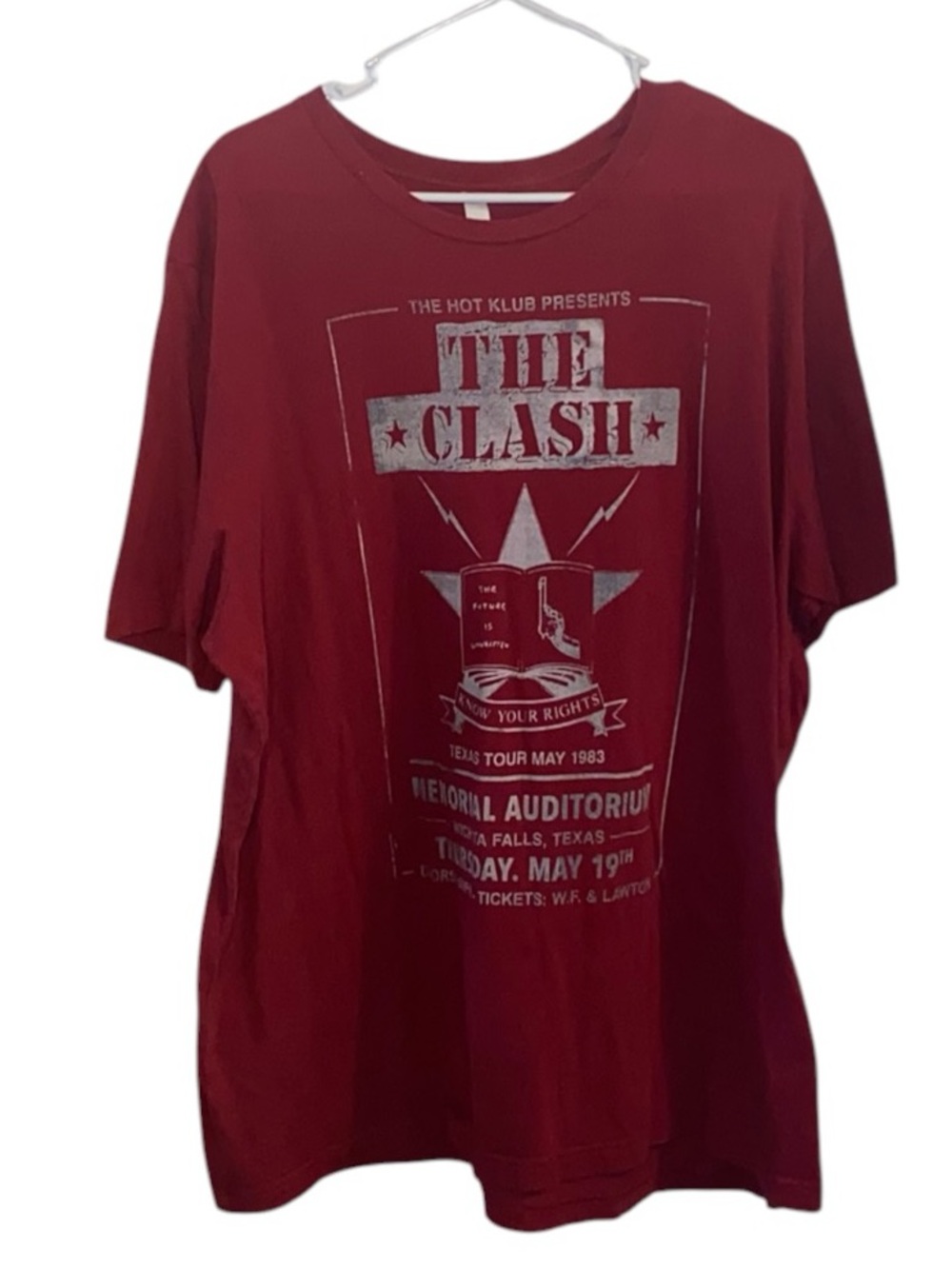 The Clash Graphic Tee -Men's Burgundy Band Shirt Band Tee Punk Rock